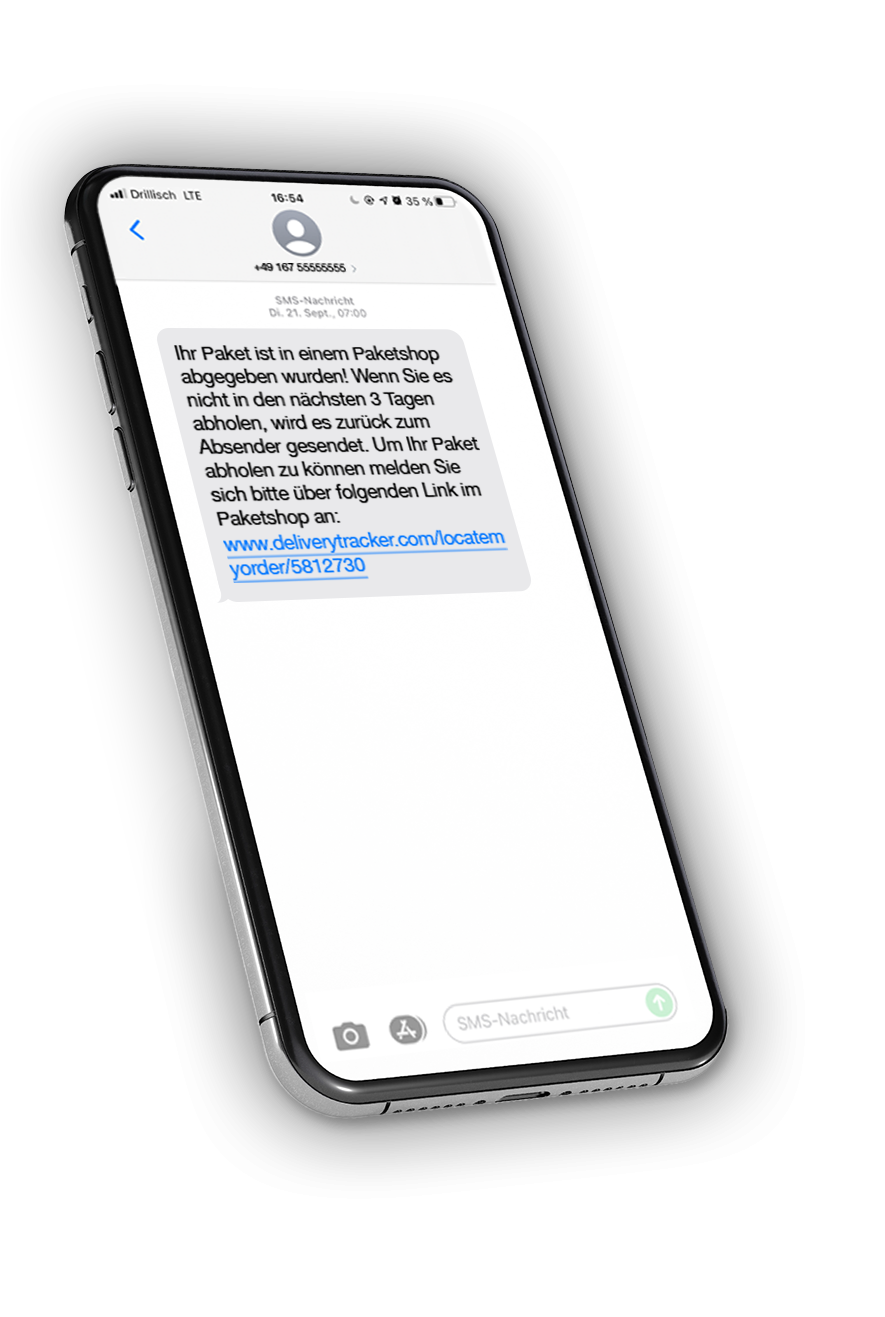 Smartphone mit Phishing-E-Mail aus dem Phishing-Attack-Simulator